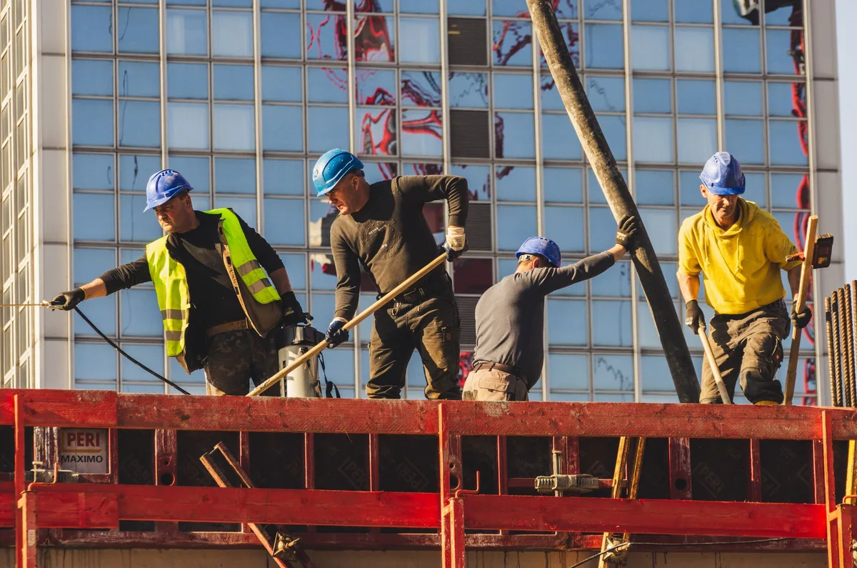 Construction crew working on a job site